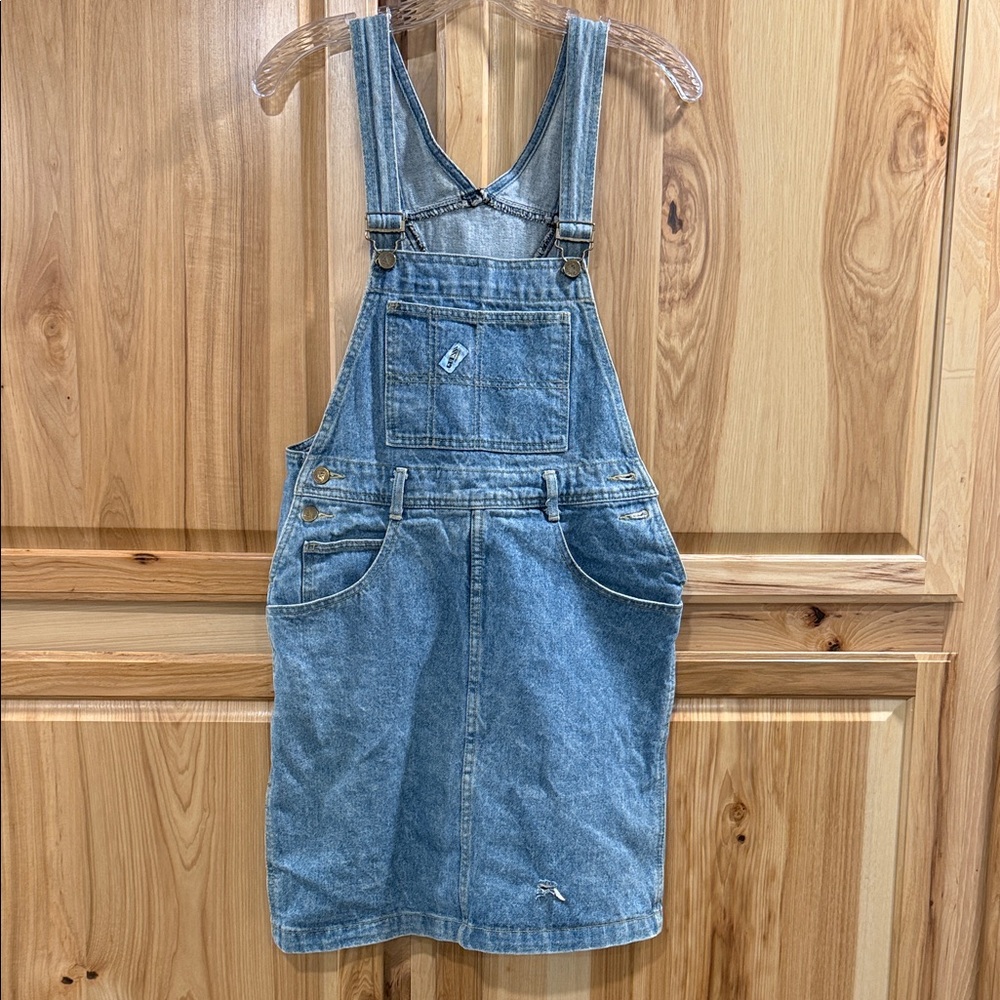 Vintage Retro Versatile Minimalist Guess Blue Denim Overall Dress Size 2